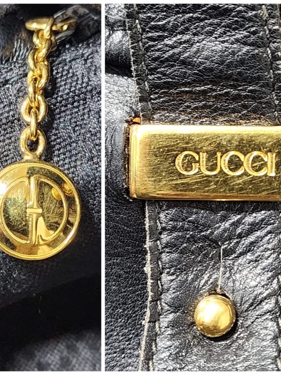 Authentic Gucci Vintage Leather Backpack Black main image 7